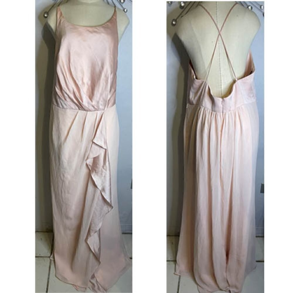 Vera Wang WHITE bridesmaids Charmeuse dress blush pink Sz 18(Missing waist sash)